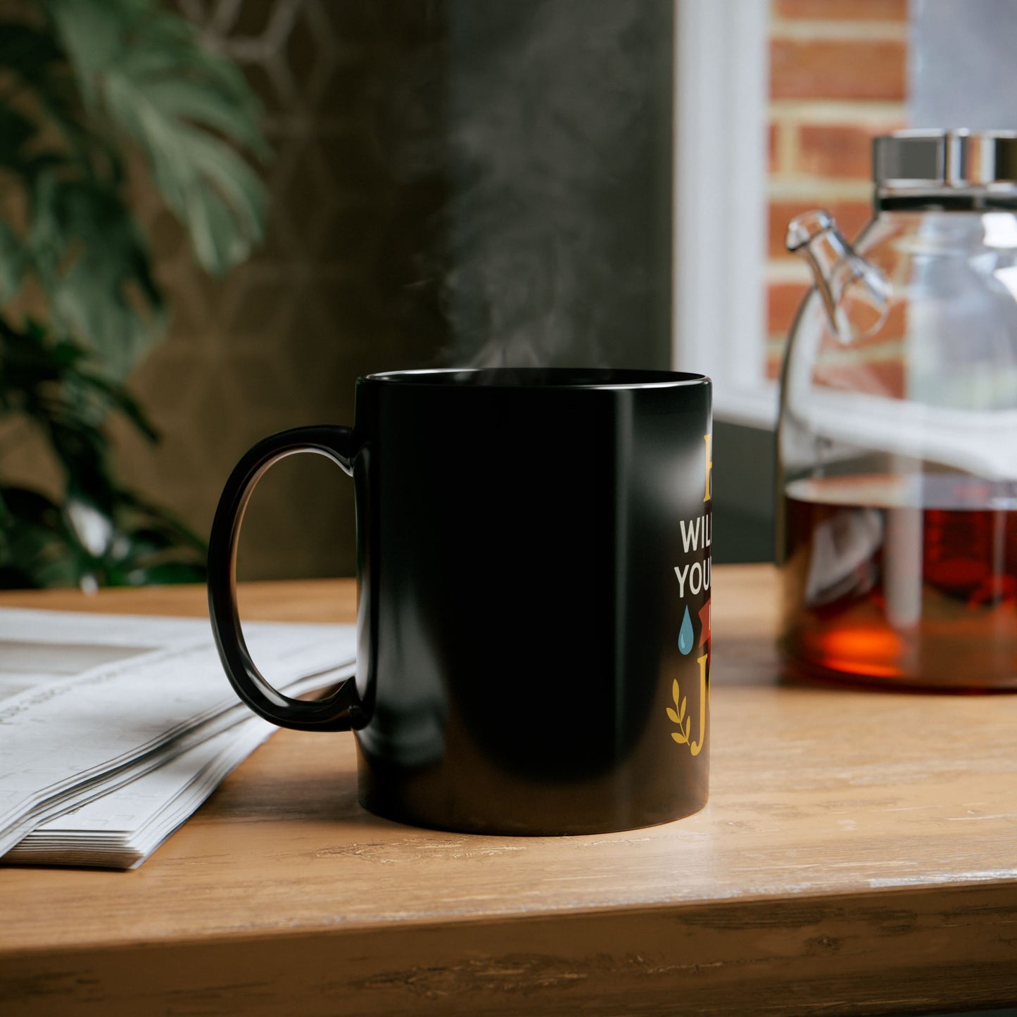 Inspirational Black Mug - He Will Turn Your Tears Into Joy, Coffee Cup, Gift for Friends, Motivational Mug, Custom Drinkware