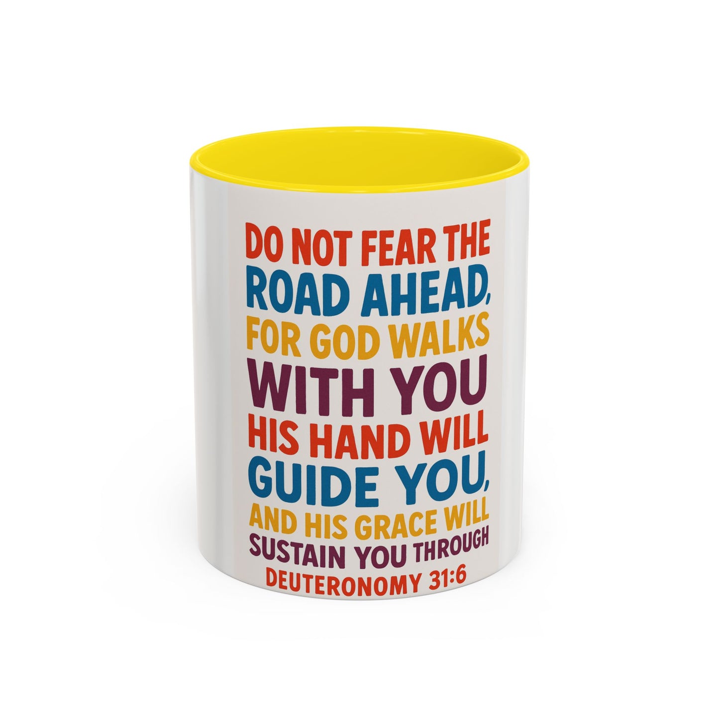 Inspirational Coffee Mug, Faith-Based Gift, Daily Motivation Cup, Christian Encouragement Drinkware, Deuteronomy 31:6