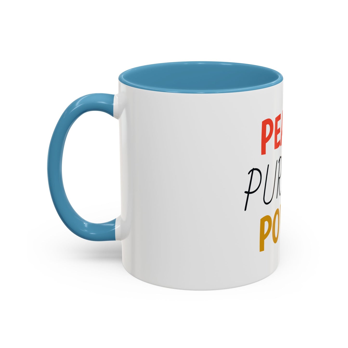 Inspirational Accent Coffee Mug - Peace, Purpose, Power - Perfect Gift for Motivational Moments