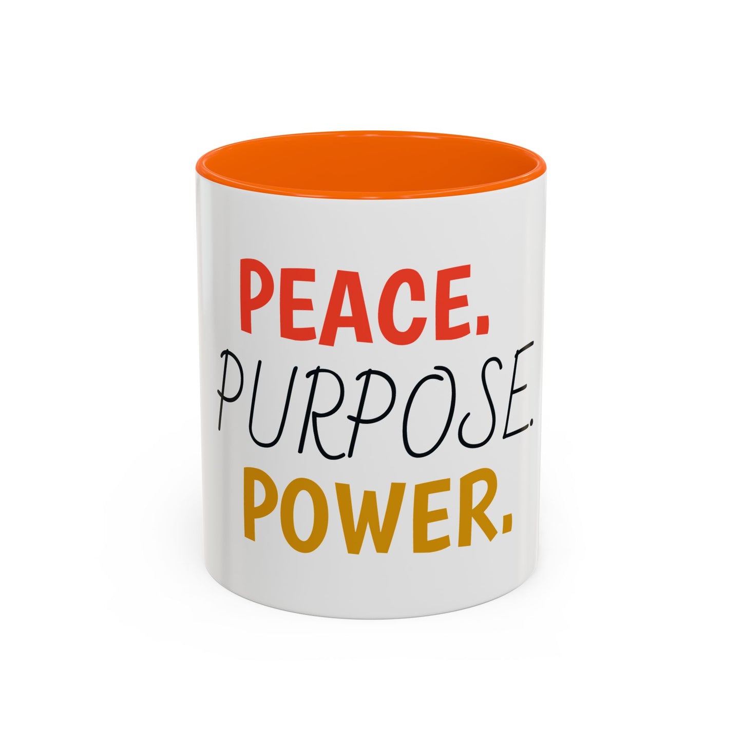 Inspirational Accent Coffee Mug - Peace, Purpose, Power - Perfect Gift for Motivational Moments