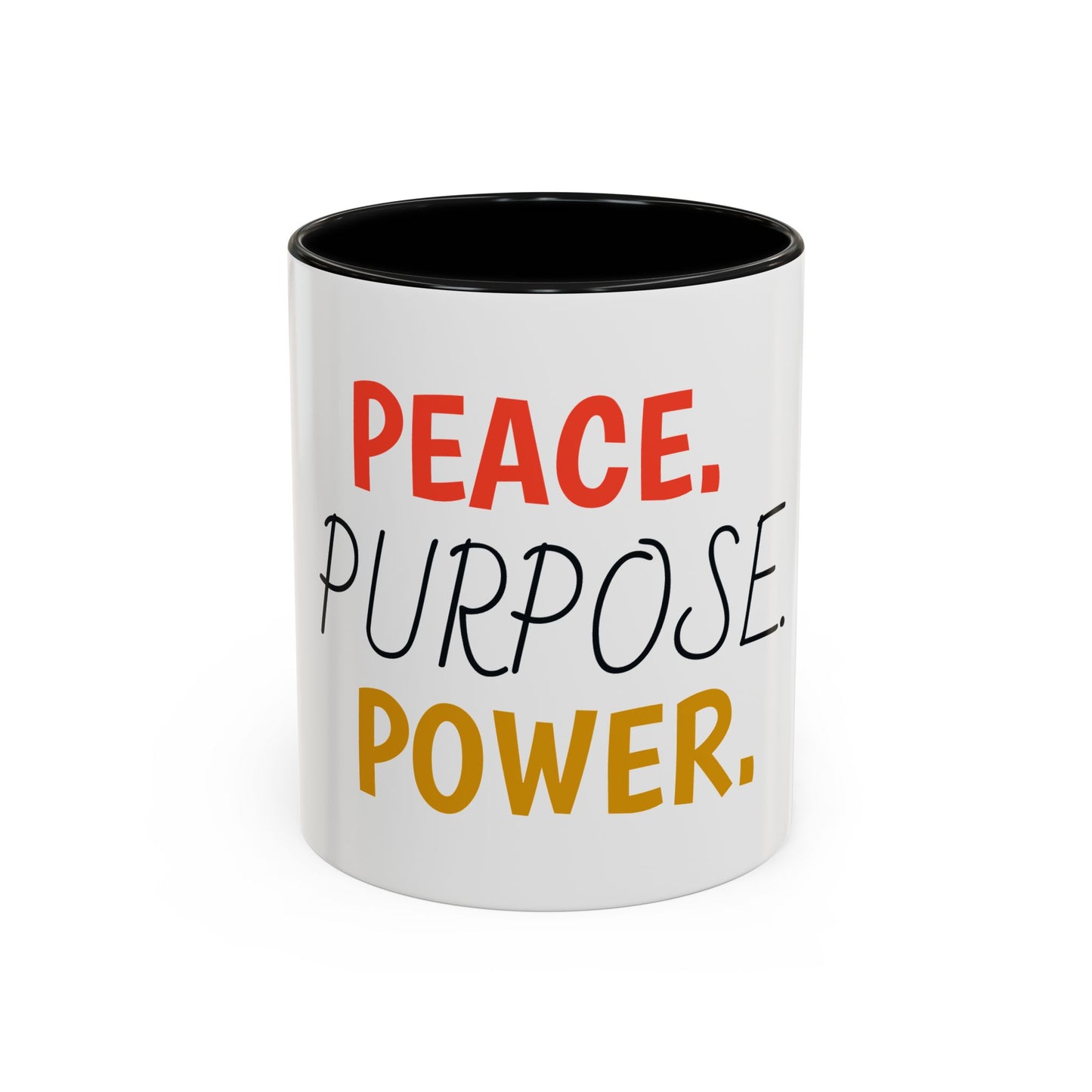 Inspirational Accent Coffee Mug - Peace, Purpose, Power - Perfect Gift for Motivational Moments