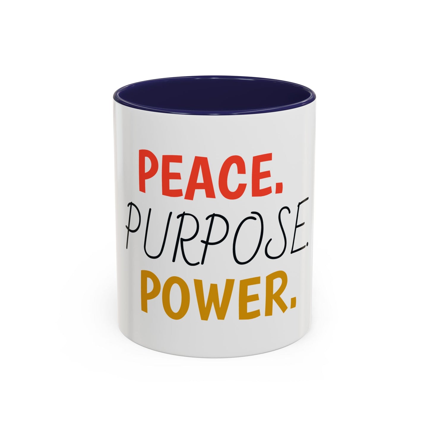 Inspirational Accent Coffee Mug - Peace, Purpose, Power - Perfect Gift for Motivational Moments
