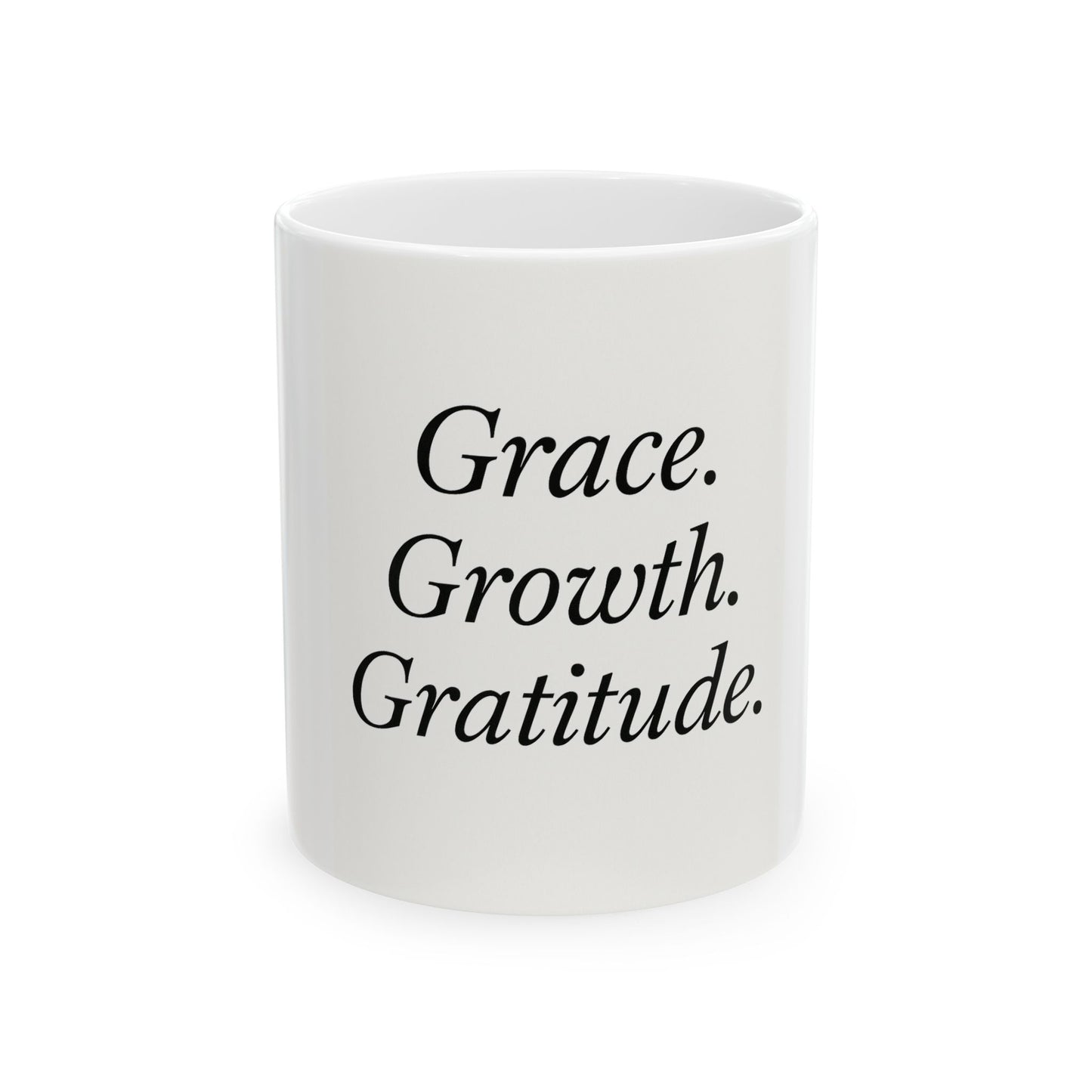 Inspirational Ceramic Mug - Grace, Growth, Gratitude, Coffee Cup, Gift for Friends, Motivational Mug, Home Décor