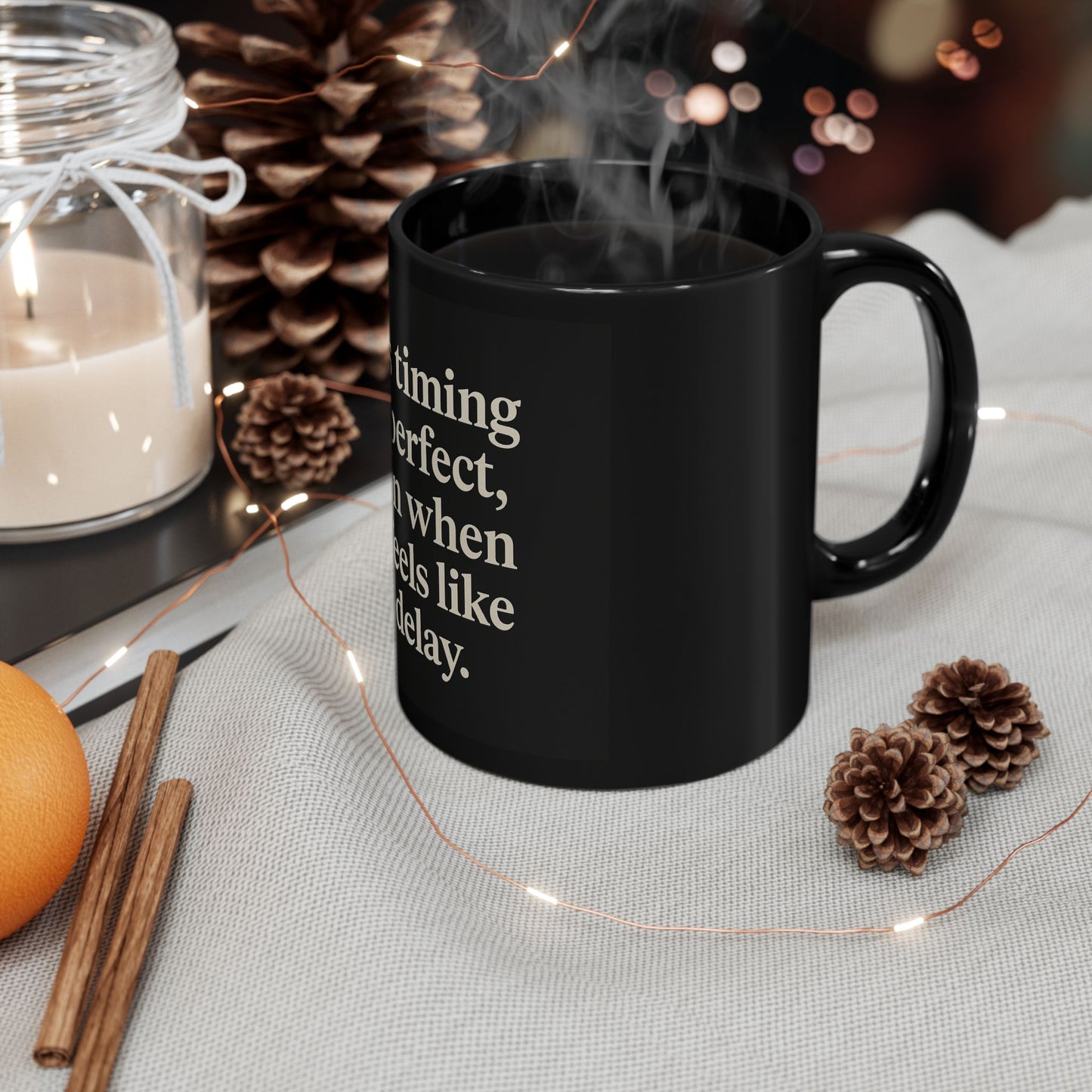 Inspirational Coffee Mug - His Timing is Perfect, Gift for Friends, Motivational Drinkware, Faith-Based Gift, Daily Affirmation Cup
