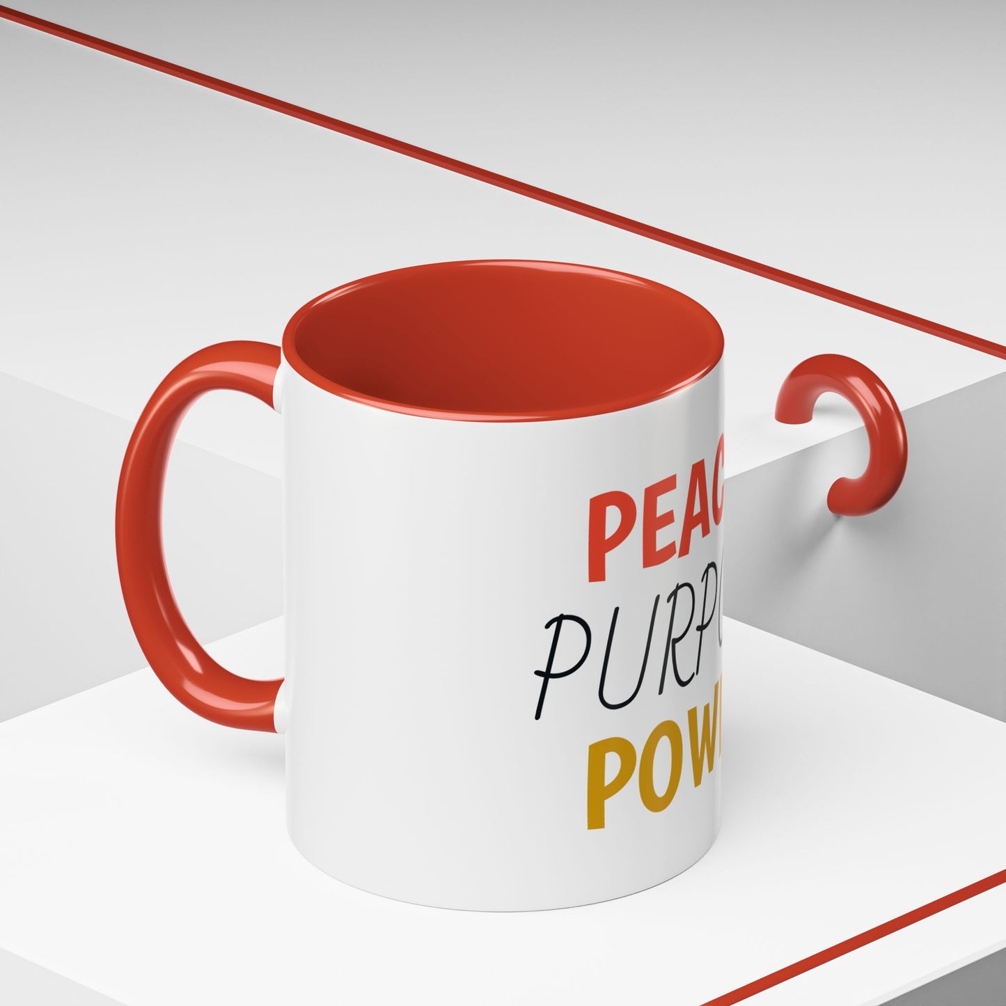 Inspirational Accent Coffee Mug - Peace, Purpose, Power - Perfect Gift for Motivational Moments
