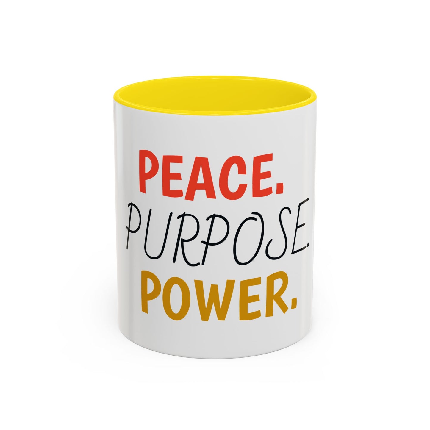Inspirational Accent Coffee Mug - Peace, Purpose, Power - Perfect Gift for Motivational Moments