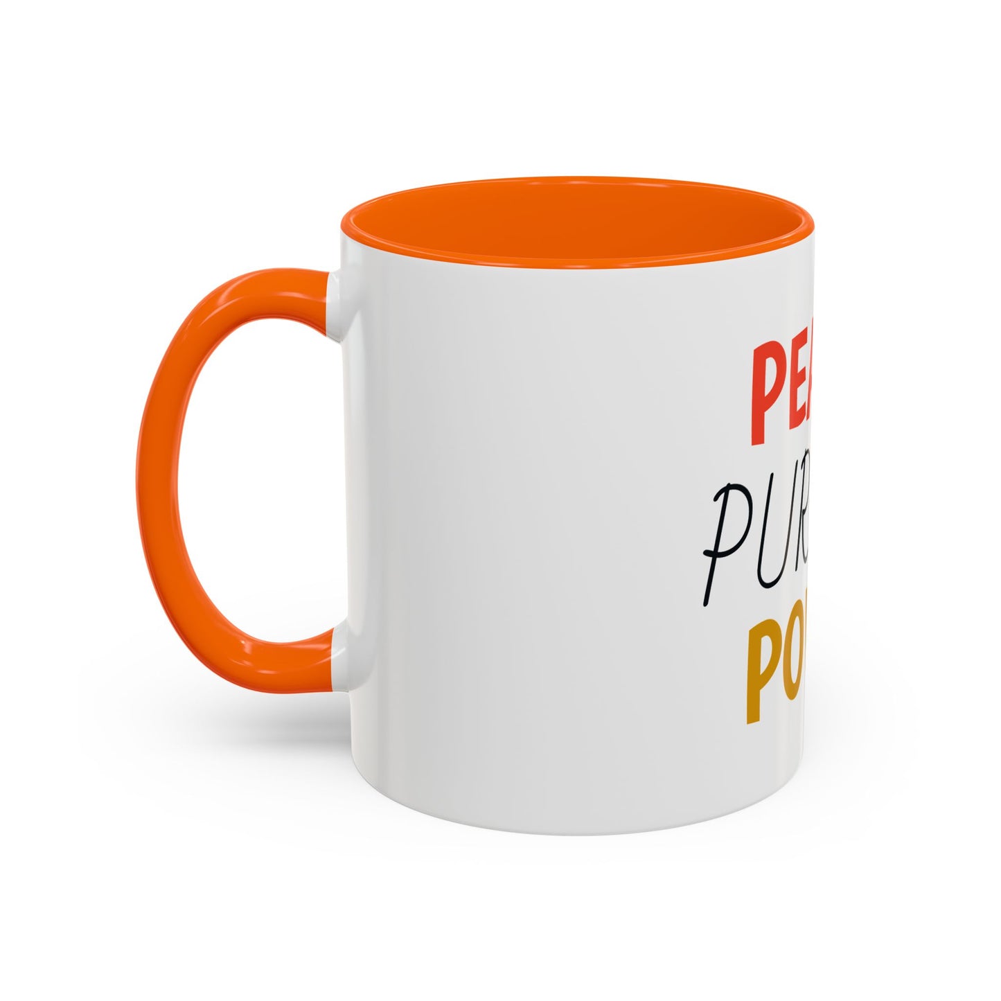 Inspirational Accent Coffee Mug - Peace, Purpose, Power - Perfect Gift for Motivational Moments