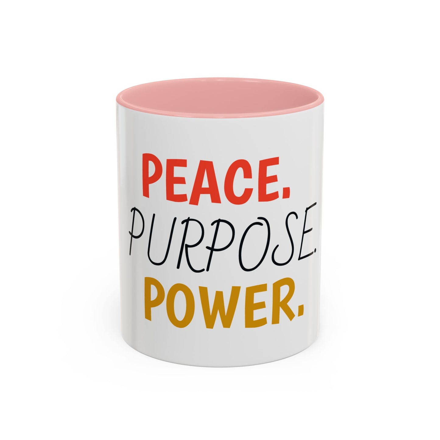 Inspirational Accent Coffee Mug - Peace, Purpose, Power - Perfect Gift for Motivational Moments