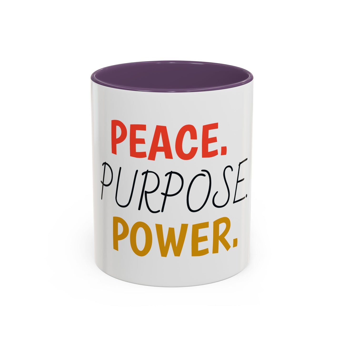 Inspirational Accent Coffee Mug - Peace, Purpose, Power - Perfect Gift for Motivational Moments