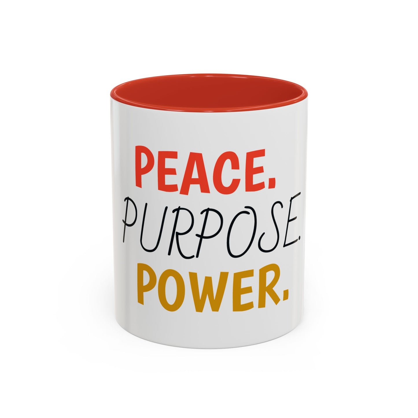 Inspirational Accent Coffee Mug - Peace, Purpose, Power - Perfect Gift for Motivational Moments