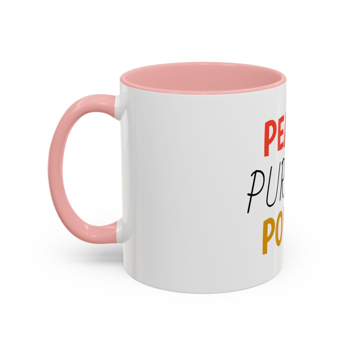 Inspirational Accent Coffee Mug - Peace, Purpose, Power - Perfect Gift for Motivational Moments