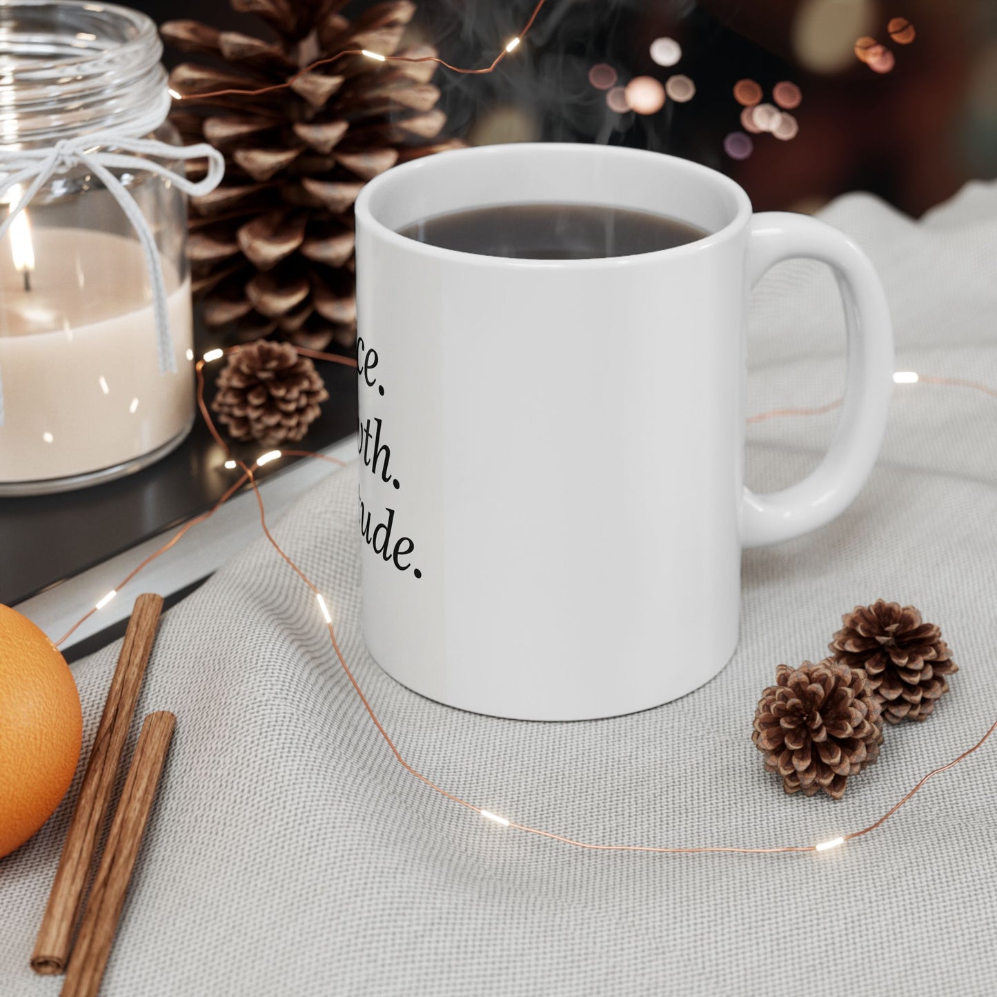Inspirational Ceramic Mug - Grace, Growth, Gratitude, Coffee Cup, Gift for Friends, Motivational Mug, Home Décor