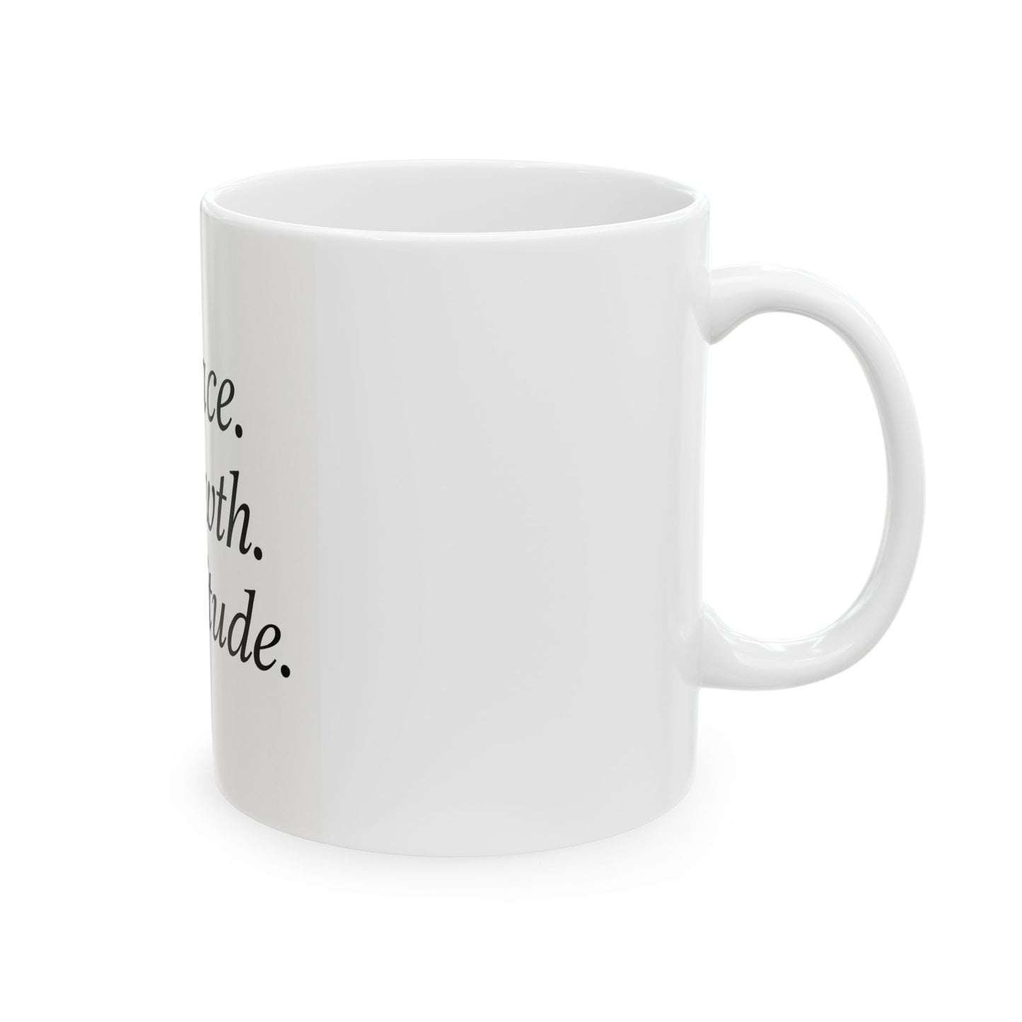 Inspirational Ceramic Mug - Grace, Growth, Gratitude, Coffee Cup, Gift for Friends, Motivational Mug, Home Décor